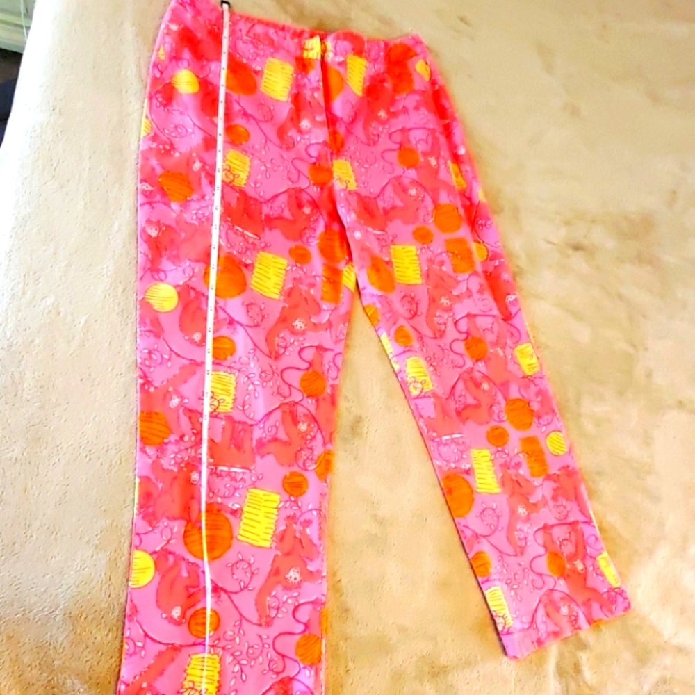 🐒 Lilly Pulitzer sz 6 pants pink monkey/lanterns